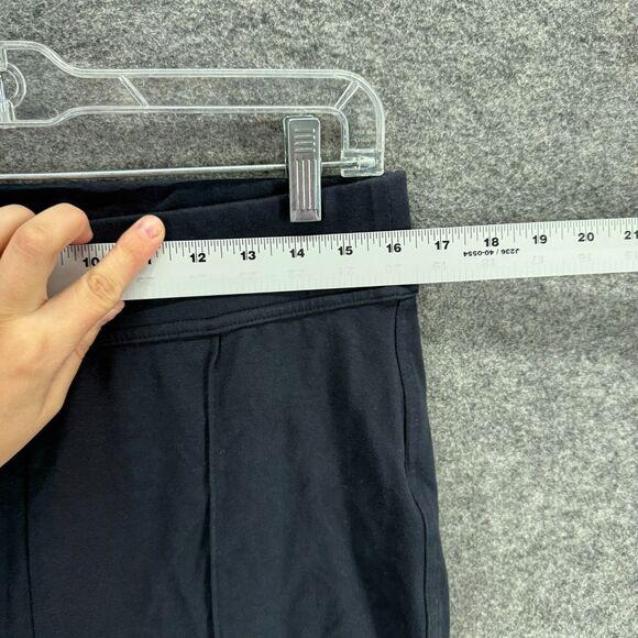 Lands' End Pants Women M Medium Black High Rise Flat Front Flared Pull On Cotton - Picture 3 of 7